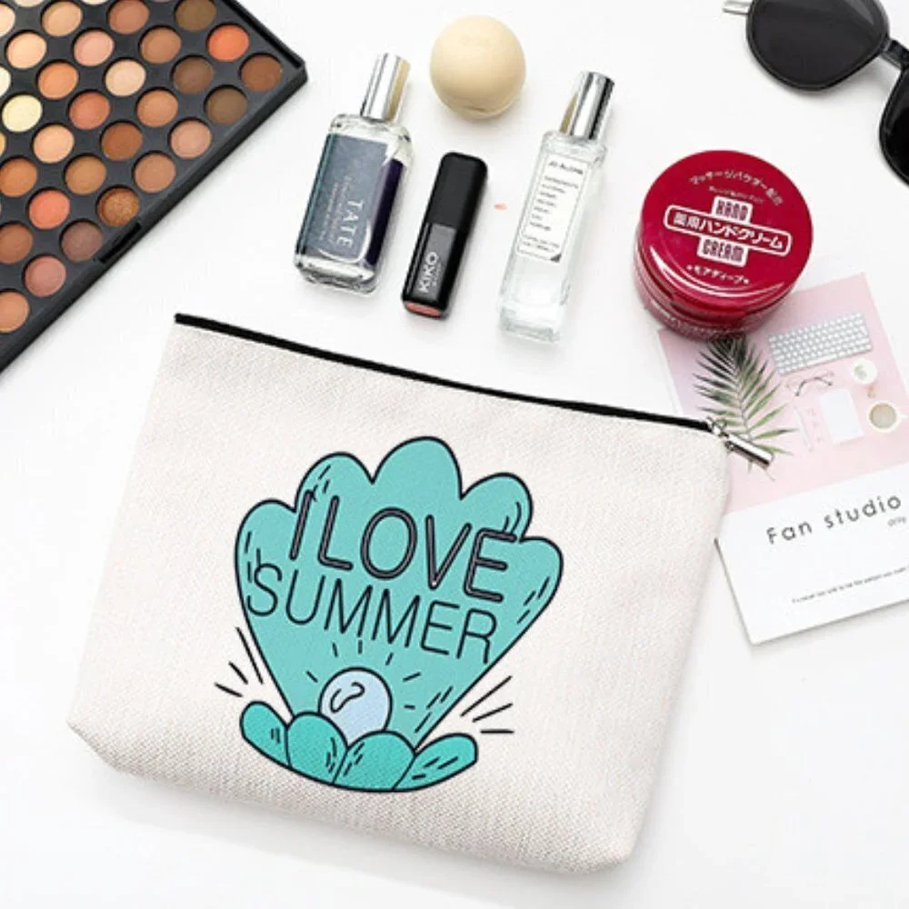 Cotton Linen Zipper Cosmetic Bag